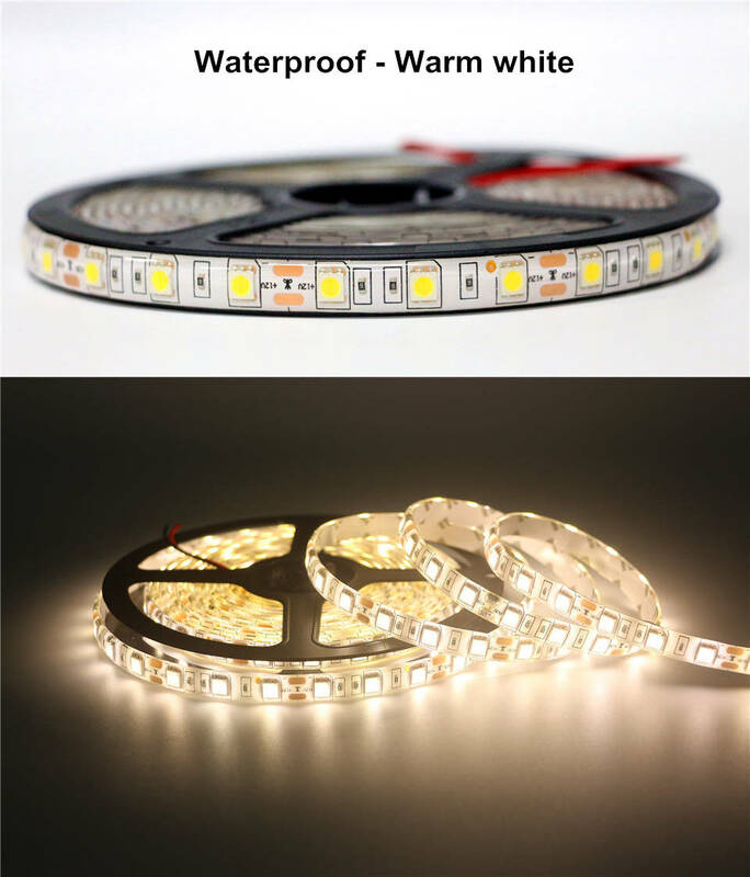 Tira de luces LED Flexible, 2018 SMD 60leds/m DC 12V 1m 2m 3m 4m 5m, blanco cálido/RGB Waterproof-ip20/ip65, 5050