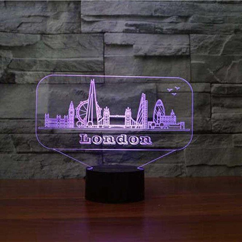 London Architectural 3d Lamp Touch USB LED Night Light For Kids Gift Home Bedroom Decor 7 Color Change Bluetooth Speaker
