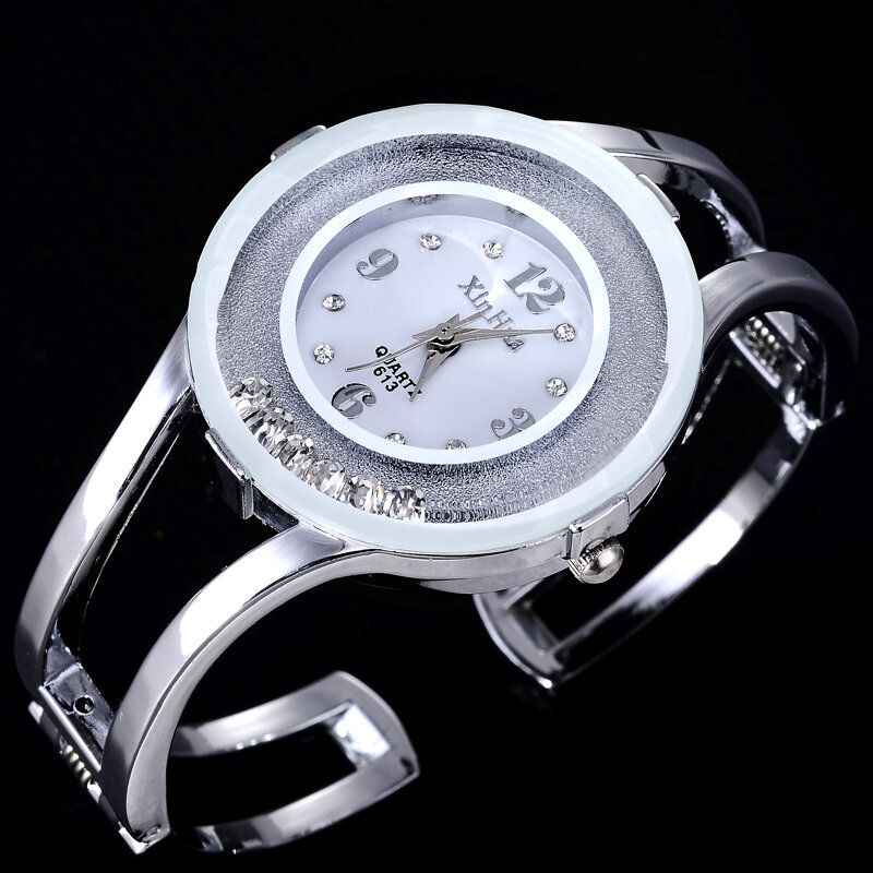Xinhua-女性のためのステンレス鋼の時計,流行のブレスレット,高級パーティー,ラインストーン