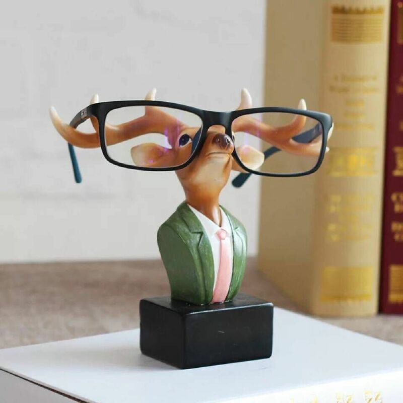 Sr. Veados óculos óculos titular rack de artesanato criativo casa ornamento da resina dos desenhos animados decoração de casa estudante presentes de aniversário