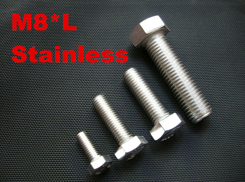 10 pcs/lot DIN933 Stainless steel hex baut benang penuh M8 * 100/110/120/130/140/150/160/170/190/200