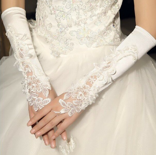 قفازات العروس تصميم طويل قفازات الزفاف الدانتيل أصابع قفازات الزواج اكسسوارات قفازات G024
