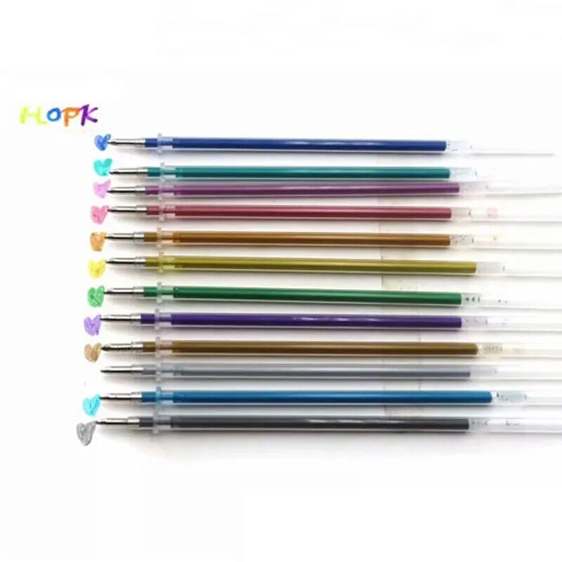 12pcs/set Colors Gel Pen Refill 0.7mm Multi Colored Painting Gel Ink Ballpoint Pens Refills Rod for School Stationery