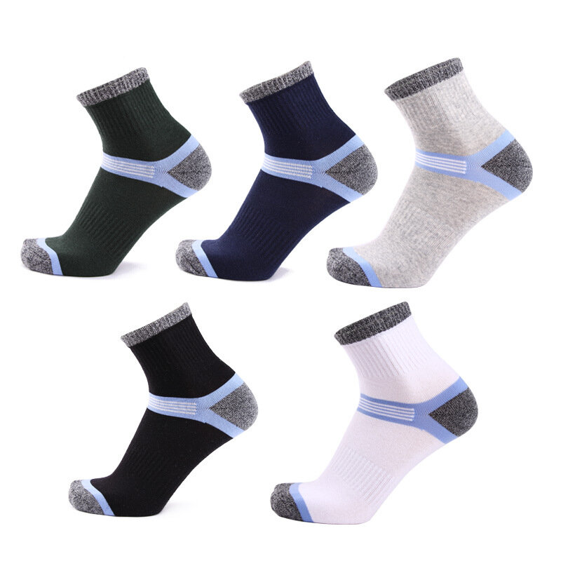 5 par/lote CoolMax de algodón seco rápido calcetines cortos de los hombres Casual colorido Hombre Calcetines de algodón transpirables de moda calcetines de marca
