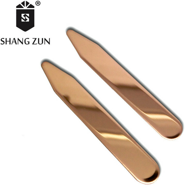 SHANG ZUN 2 PCS Ossos Colarinho Duplo Espelho de Aço Inoxidável Polido Rosa de Ouro