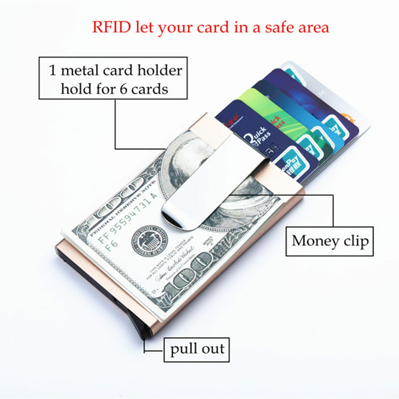 ZOVYVOL-billetera de Metal con bloqueo RFID 2021 para hombre y mujer, Mini billetera de viaje automática, tarjetero delgado de aluminio, funda de crédito para identificación de dinero