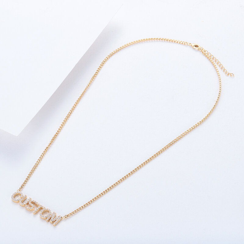 Duoying-collar con colgante de cristal para mujer, cadena de piedra, Zirconia, nombre personalizado, NLK90