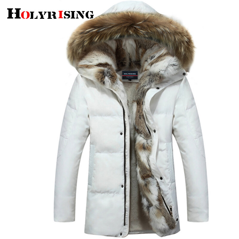 Holyrising男性と女性の厚いダウンジャケット2018冬の暖かい防水ビッグアライグマファーカラーフィット-30度S-5XLサイズ18640-5