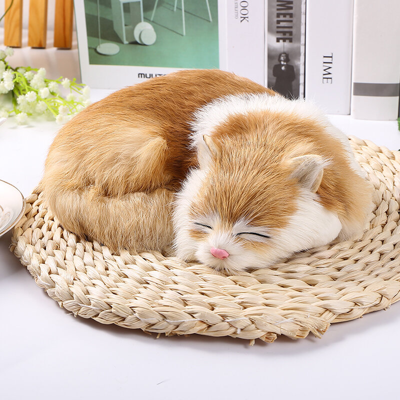 Mini gato de pelúcia bonito brinquedos dormindo gatos simulado modelo animal crianças meninas giftsmulti-cor decorações de natal ornamentos