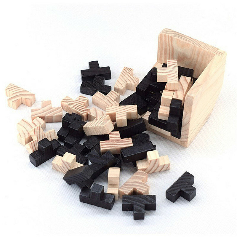Rompecabezas de madera 3D para niños, juguetes educativos de aprendizaje temprano, cubo entrelazado IQ, juguetes Montessori para el desarrollo de los niños