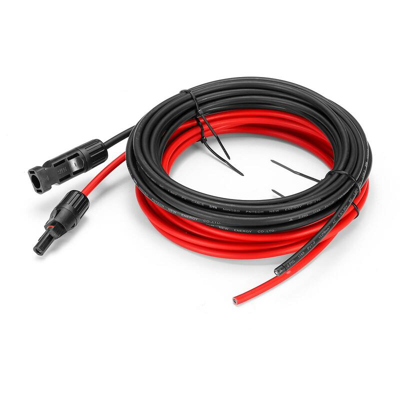 KINCO-Cable de extensión de Panel Solar, Cable de cobre negro y rojo con conector, PV, 2,5mm, 14 AWG, 1 par