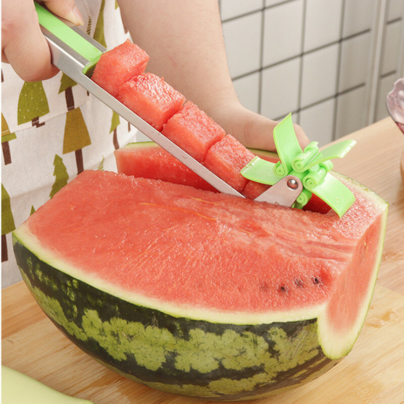 Nueva cortadora de sandía Multi melón cortadora de acero inoxidable molino de viento fruta artefacto doméstico cocina herramienta