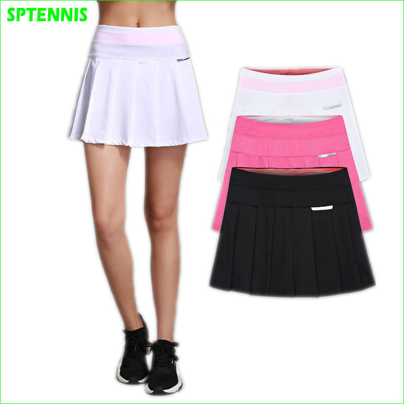 2019 nova saia de tênis profissional com bolso bola secagem rápida yoga skorts mulher shorts fitness anti exposição