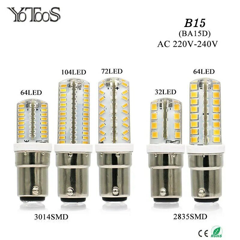 YOTOOS ไฟ LED B15 BA15D หลอดไฟ Led 220V 230V 240V Mini 3014 2835ซิลิโคน SMD โคมไฟข้าวโพด LED เปลี่ยนหลอดไฟบ้านไฟ