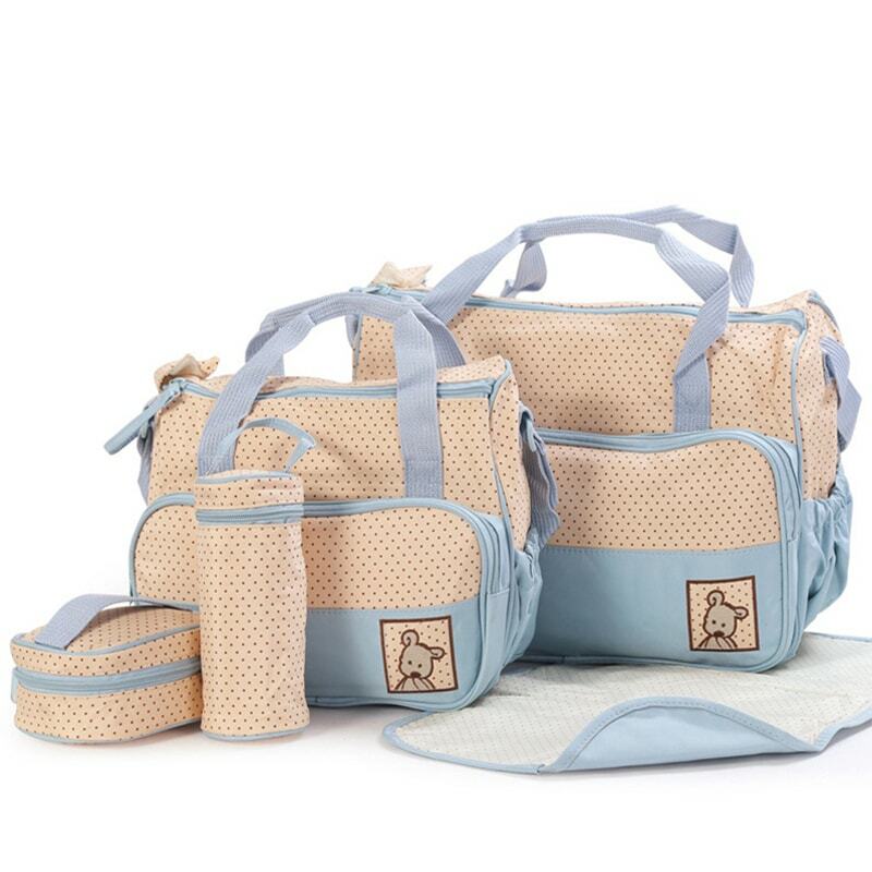 Hi-q-bolsas impermeables para pañales de bebé, mochila de nailon multifunción de gran capacidad, 5 unids/set por juego