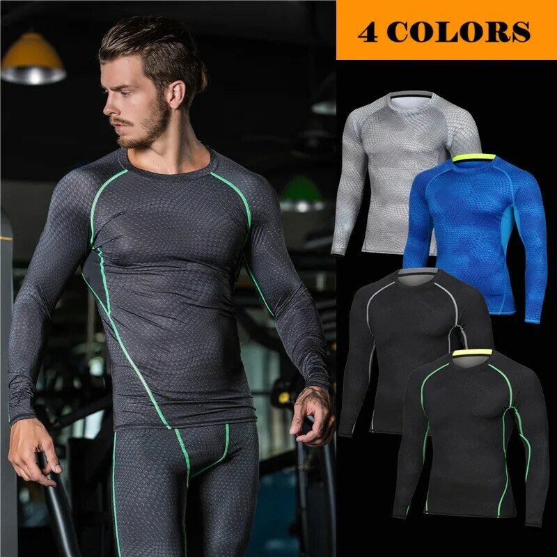 Men High Elastic tops body shapers underwear Compression long sleeve shirts
