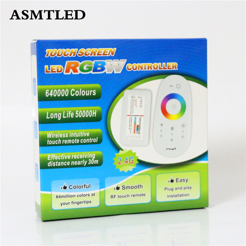 ASMTLED DC12V-24V 24A RGBW Controller Touch Screen 2.4G RF Wireless Remote Controller LED Dimmer For 5050 RGBW RGBWW LED Strip