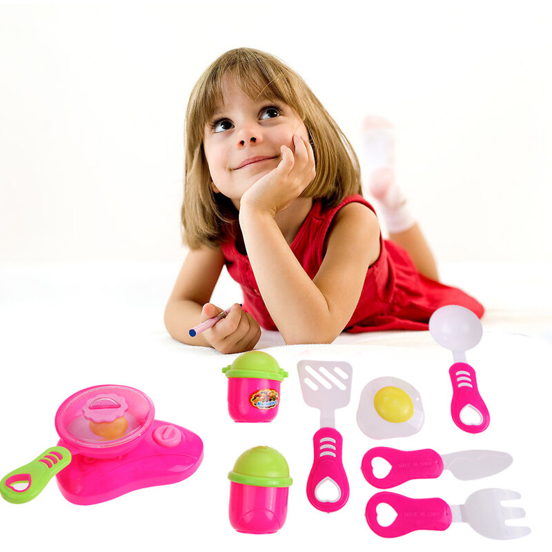한 세트 주방 요리 장난감 어린이 DIY 뷰티 플라스틱 주방 장난감 역할 놀이 장난감 세트 어린이 교육 완구 레드 핑크