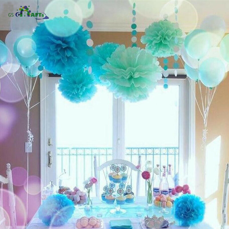Bolas de papel de seda tamanho misto, 15 peças, decoração de festival, chá de bebê, aniversário, festa de casamento