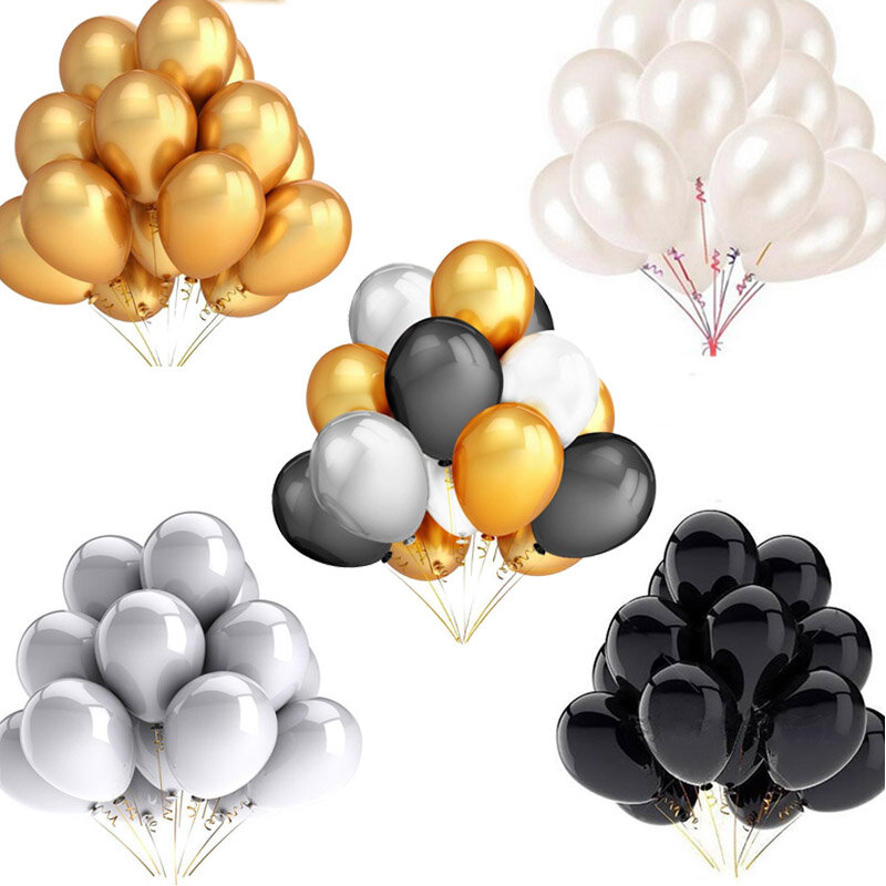 10 30 pçs/lote 3.2g 12 polegada pérola ouro prata preto látex balões aniversário decoração da festa de casamento ar hélio globos crianças presentes fornecimento