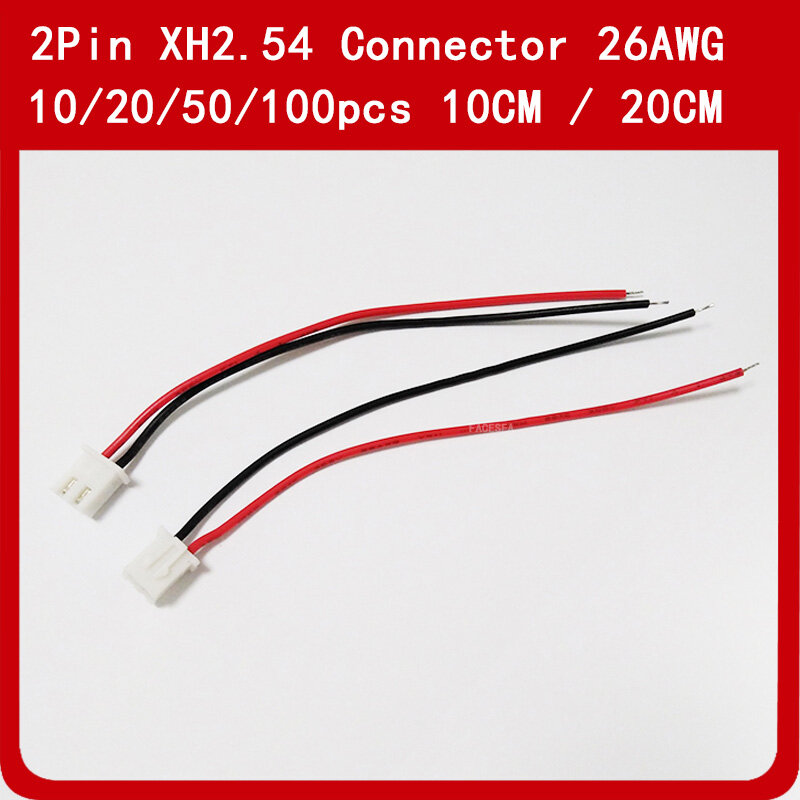 20 pcs 100 pcs 2Pin JST XH Connector Plug 2.54mm Met 26AWG Draden Kabels 10 cm 20 cm Lengte pin Connectors Terminals