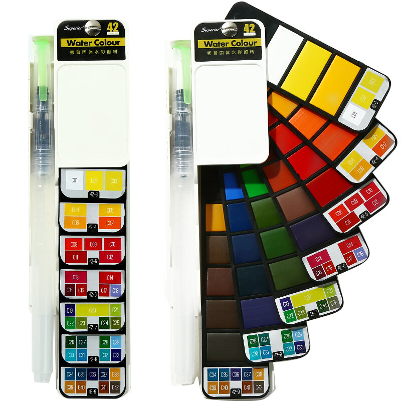 Superior18/25/33/42 Colori Acquerello Solido Set Con Trasporto Colori A Acqua Pennello Creativo Pigmento Per Il Disegno Rifornimenti di Arte