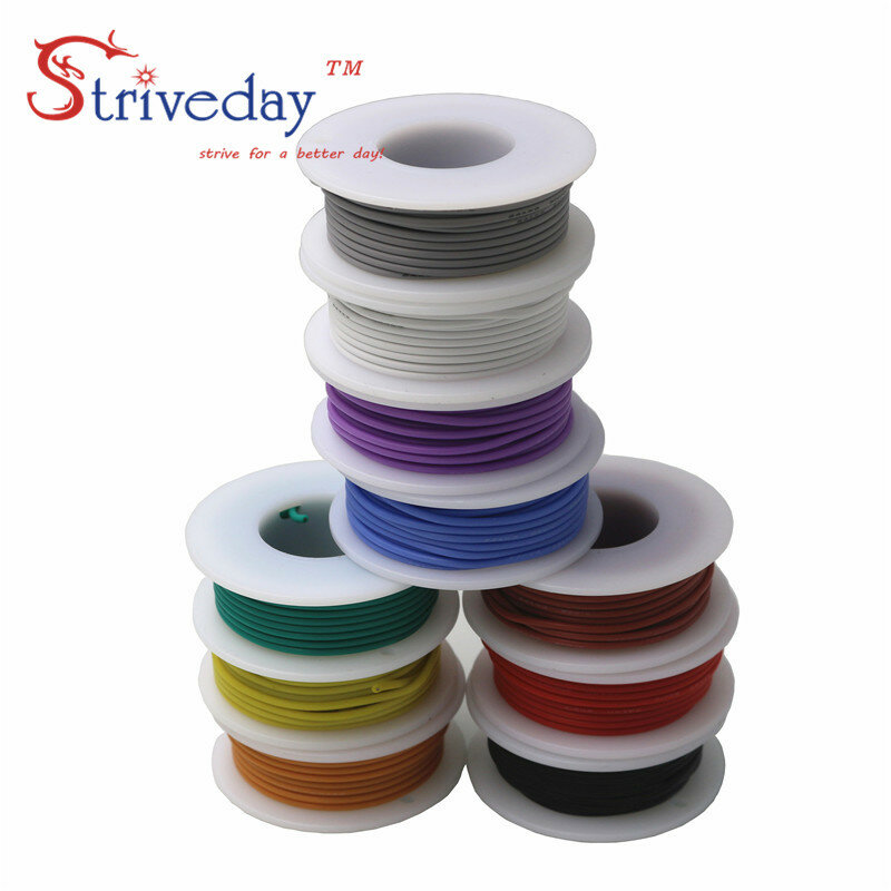 Fio de borracha de silicone flexível, fio de cobre tingido, 32,8ft 24awg, 10 m/rolo, diy com 10 cores para escolher
