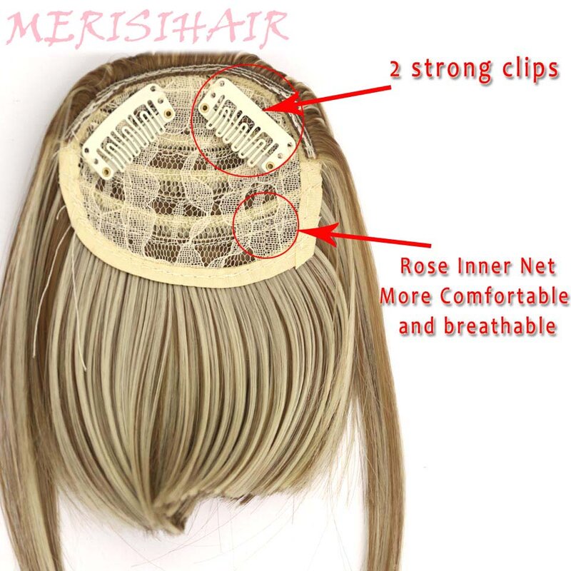 MERISI-flequillo postizo de pelo sintético, 8 colores, flequillo falso, extensiones de cabello