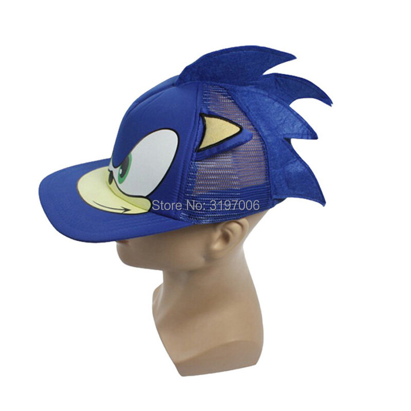귀여운 소년 소닉 만화 청소년 조정 가능한 야구 모자 모자 소년을위한 파란색 뜨거운 판매