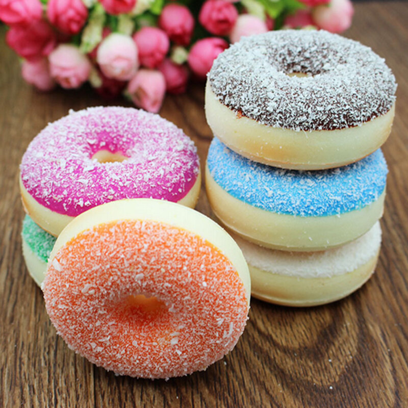 Doughnut Squishy Doughnut Bread Squeeze Stress Reliever Decor Toys Scented Slow Rising Toy Antistress Decompression Toy Gift