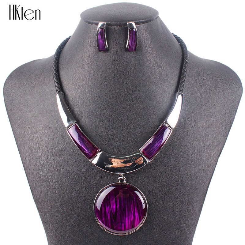 MS20129 Fashion Brand Jewelry Sets Round Pendant 5 Colors Faux Leather Rope High Quality Wholesale Price Party Gifts