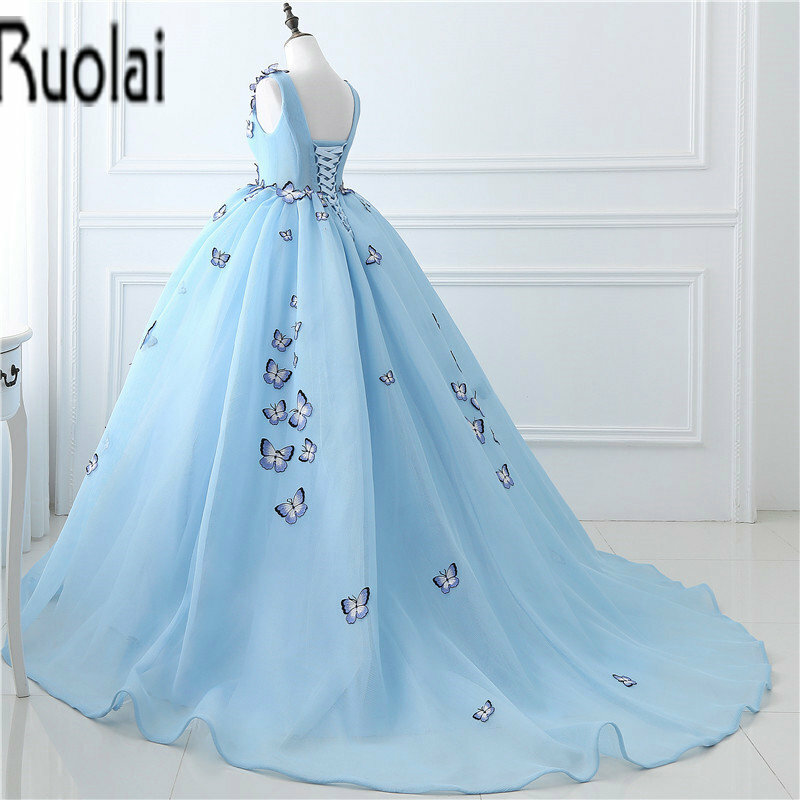 2017 In Stock New Arrival Đẹp V-Cổ Appliques Tay Tulle Bóng Gown Formal Prom Dresses Long Dresses Lace Up