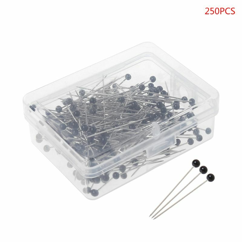 250pcs Round Glass Ball Head Pins DIY Quilting Tool Sewing Accessories School Office Stationery