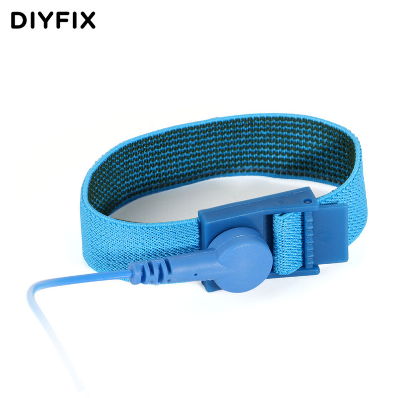 DIYFIX-حزام معصم مرن مضاد للكهرباء الساكنة ESD ، مع مشبك ، أدوات إصلاح الإلكترونيات الحساسة