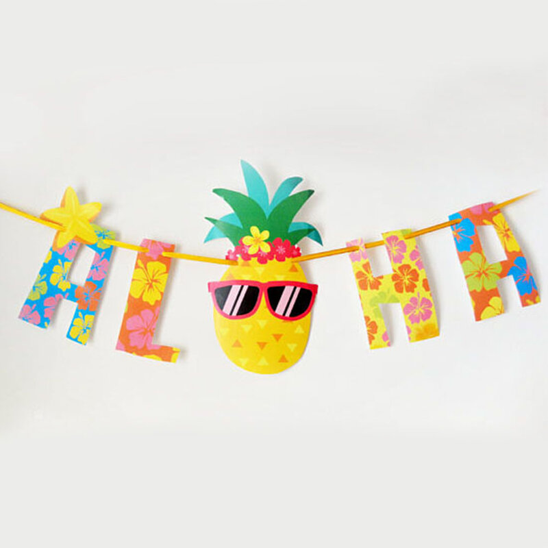 Banderoles suspendues pour fête Luau d'été hawaïenne, banderoles à fleurs, Aloha, ananas, décoration, fournitures de fête