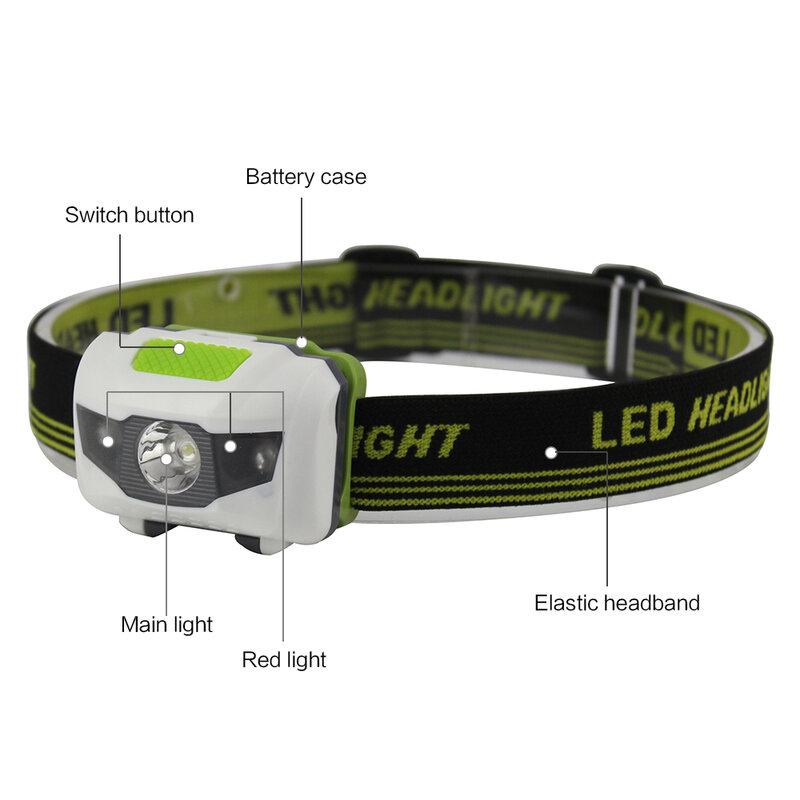 BORUiT-minifaro LED XPE, linterna frontal resistente al agua con 4 modos, luz roja, batería AAA, para caza y Camping
