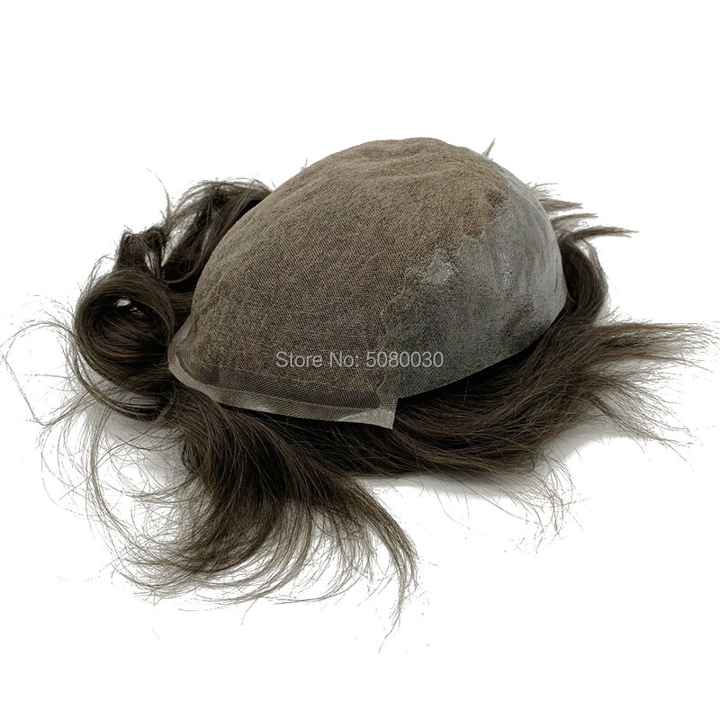 Система волос для мужчин, стиль Q6, Мужская система волос, кружевная система, натуральные волосы Remy
