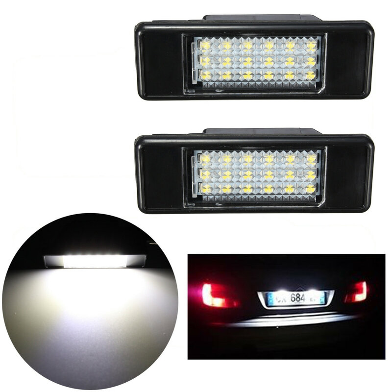 Luz LED trasera para placa de matrícula de coche, 18 LED SMD, 6000K, para Peugeot 106, 207, 307, 308, 406, 407, 508 y CITROEN C3, C4, C5, C6, C8, 2 uds.