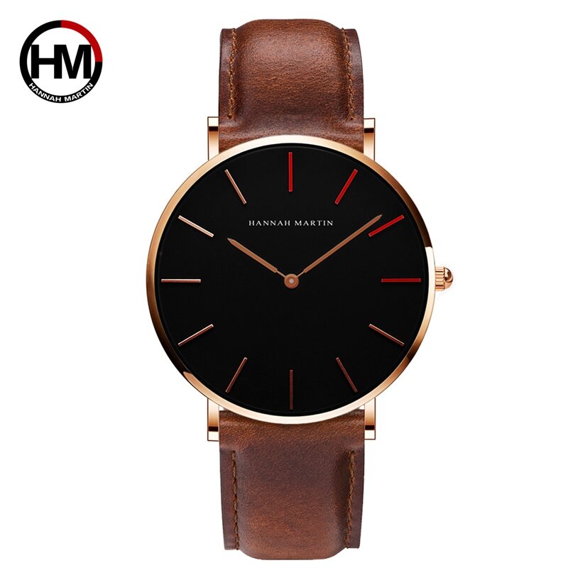 นาฬิกาผู้หญิง HM แบรนด์นาฬิกาควอตซ์สำหรับคนรักสบายๆกันน้ำนาฬิกาข้อมือแฟชั่น hit สีผ้าใบหนัง...