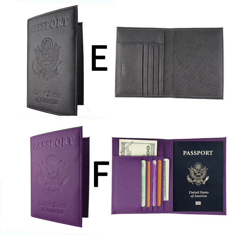 Women Men Travel Passport Holder Cover Pu Leather Id Card Ticket Organizer Solid Passport Cover for Travel Document Case
