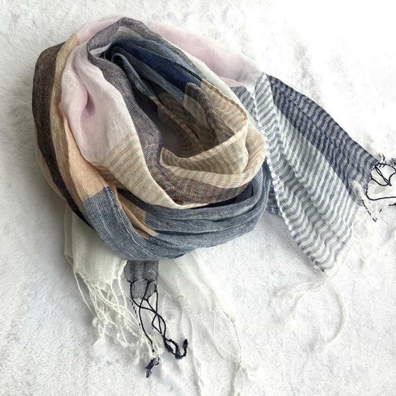 Bufanda Unisex de algodón y lino para hombre y mujer, chal largo de Color sólido, a la moda, para primavera, verano, Otoño e Invierno