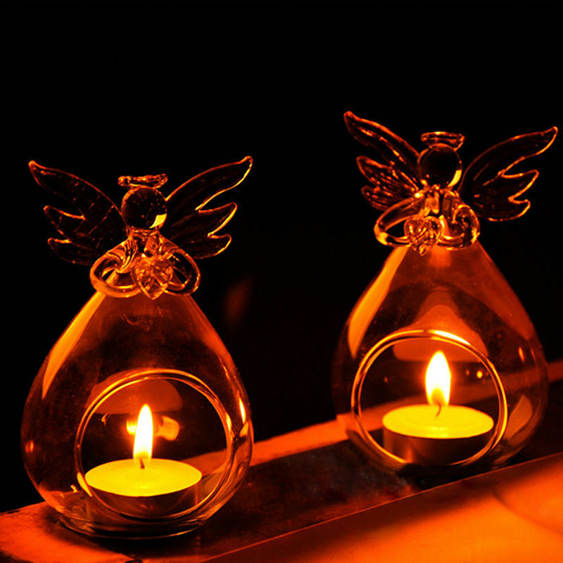Candelabro colgante de cristal con forma de Ángel para decoración del hogar, candelabro colgante de cristal para luz de té, decoración de fiesta, gran oferta