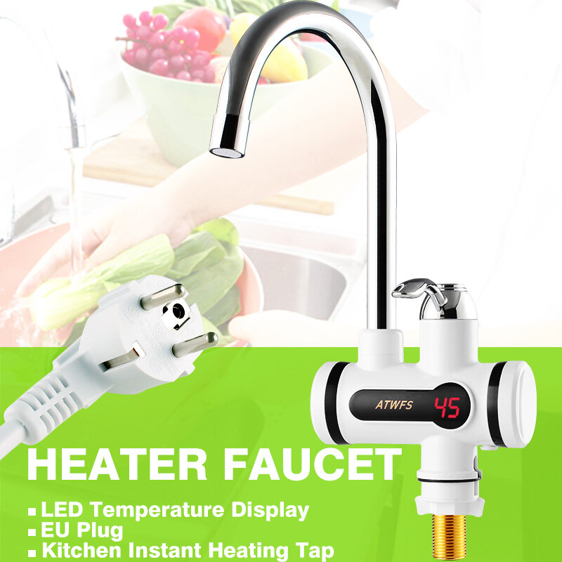 ATWFS-grifo eléctrico de agua caliente para cocina, calentador de agua sin tanque, pantalla Digital, instantáneo, 3000 W