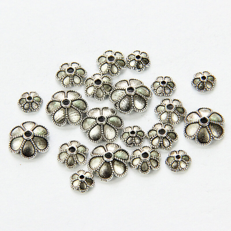 Espaçadores de estrela e flor de prata, 6/8/11mm, em liga de zinco, para artesanato, componentes de joias, acessórios para pulseira 845