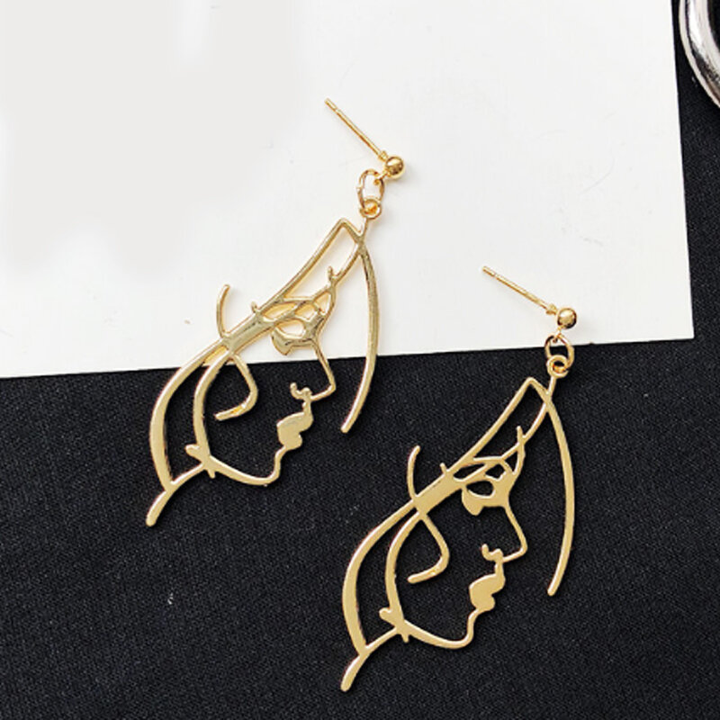 Hot Abstract Face Earrings For Women Hollow Drop Earrings Human boucle doreille femme 2019 Fashion Jewelry