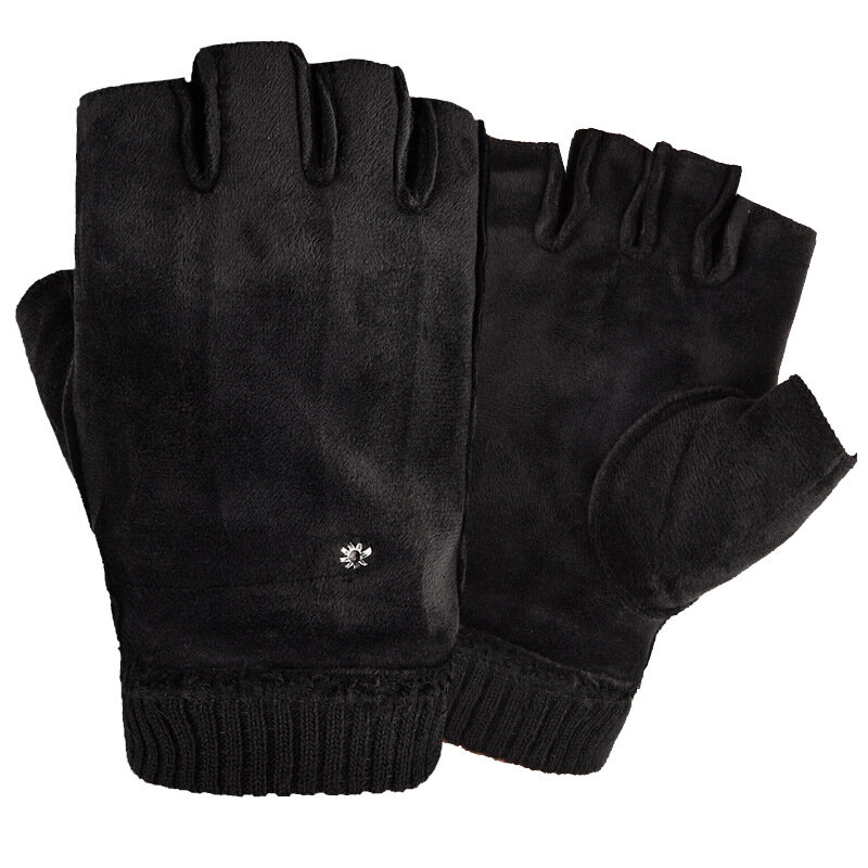 Перчатки без пальцев мужские, черные зимние перчатки без пальцев, 2020