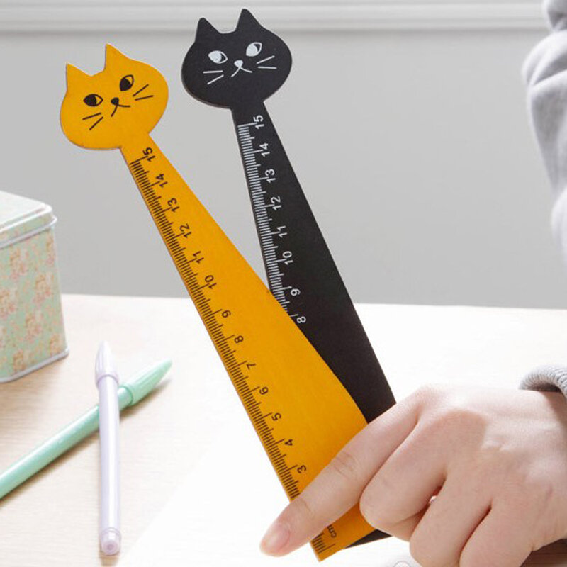 2pcs 15cm Cartoon Cat Rulers Kawaii Stationery Novelty Kids Drawing Tool Hot 