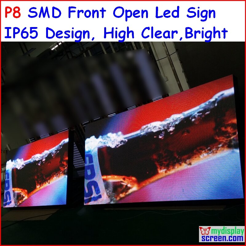 Señal LED para exteriores P8, 256cm x 128cm, 100,8 "x 50,4", RGB frontal abierto, pantalla programable que se mueve a todo COLOR, p10p16