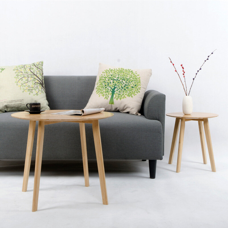 Simple round coffee table  Scandinavian style creative bamboo small  fashion side end table  small laptop table 40*40*42cm