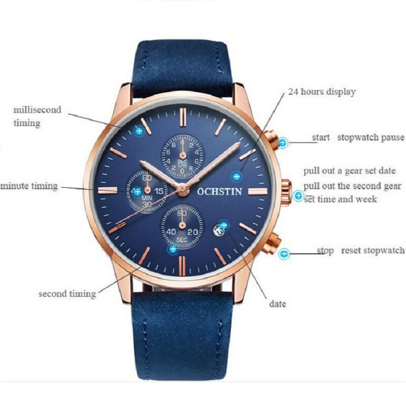 Męskie zegarki Top marka moda 2018 skórzany wojskowy zegarek kwarcowy mężczyźni niebieski czarny data zegar sportowy wodoodporny Relogio Masculino